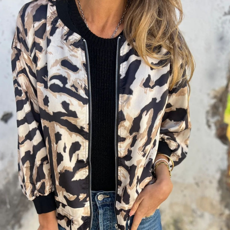 Hermione™ - Zebra Print Zip-Up Jacket
