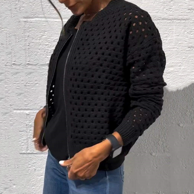 Florence™ - Women's Knitted Jacket with Zipper and Cutouts