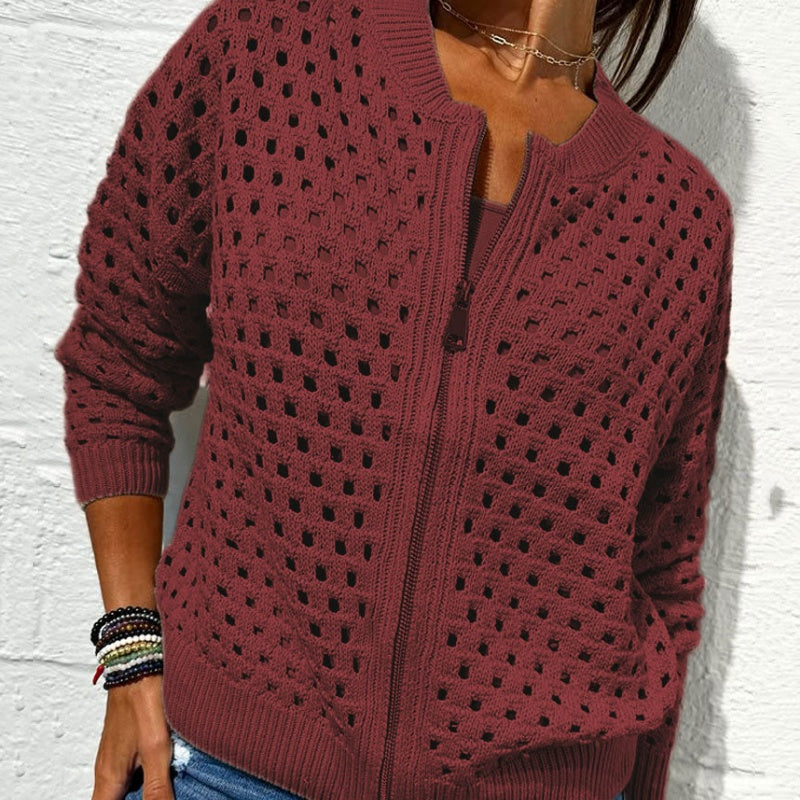 Florence™ - Women's Knitted Jacket with Zipper and Cutouts