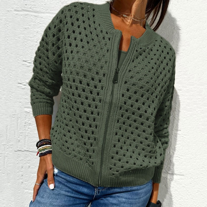 Florence™ - Women's Knitted Jacket with Zipper and Cutouts