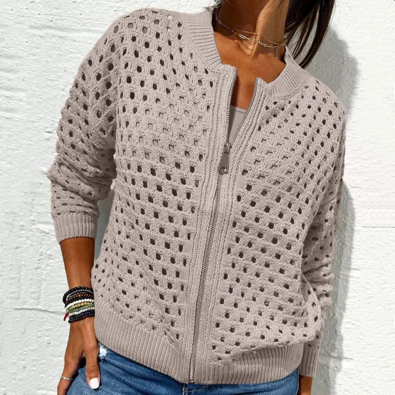 Florence™ - Women's Knitted Jacket with Zipper and Cutouts