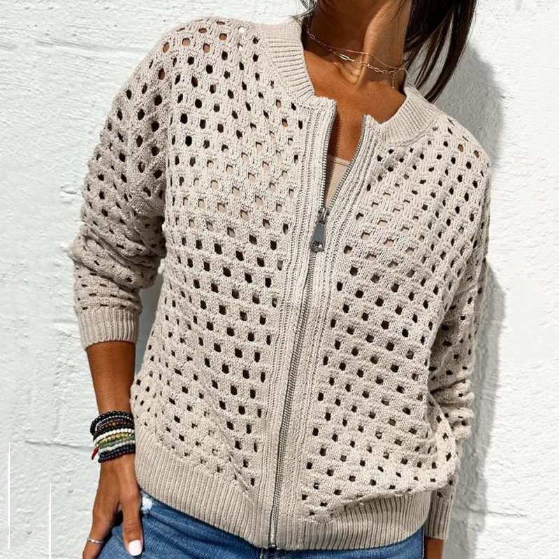 Florence™ - Women's Knitted Jacket with Zipper and Cutouts
