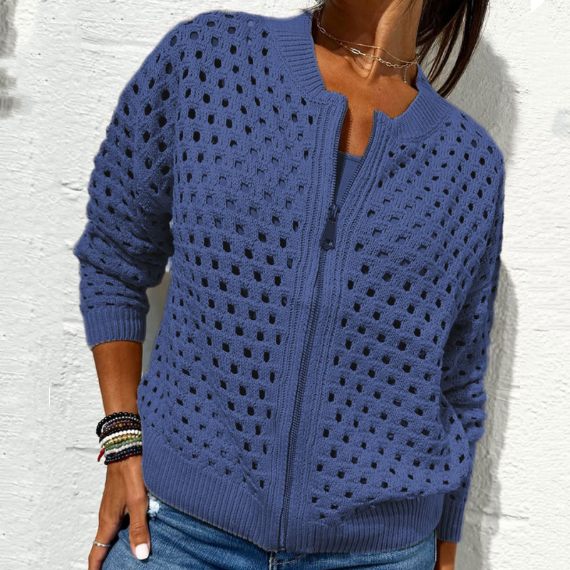 Florence™ - Women's Knitted Jacket with Zipper and Cutouts
