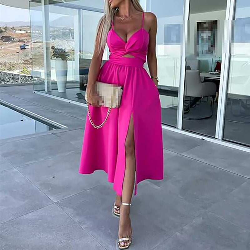 Célestine™ - Spaghetti Strap Dress with High Slit