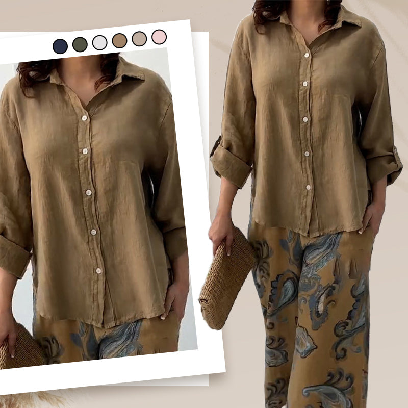 Penelope™ - Two-Piece Cardigan and High-Waisted Pants Set