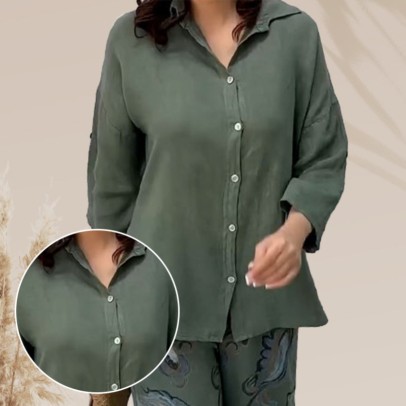 Penelope™ - Two-Piece Cardigan and High-Waisted Pants Set