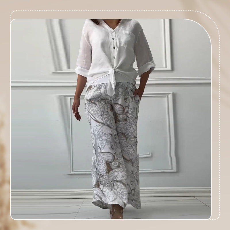 Penelope™ - Two-Piece Cardigan and High-Waisted Pants Set