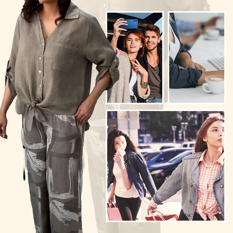 Penelope™ - Two-Piece Cardigan and High-Waisted Pants Set