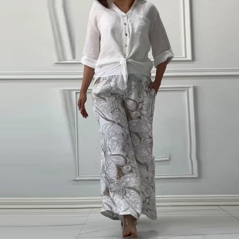 Penelope™ - Two-Piece Cardigan and High-Waisted Pants Set