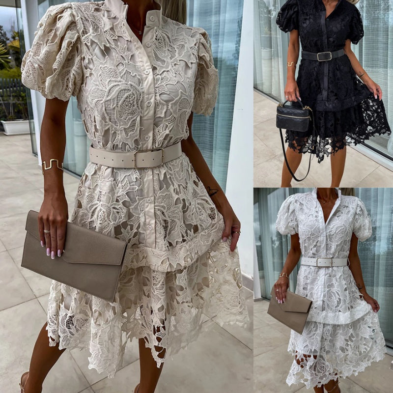 Nikita™ - Women's Retro Hollow Lace Short Sleeve Dress