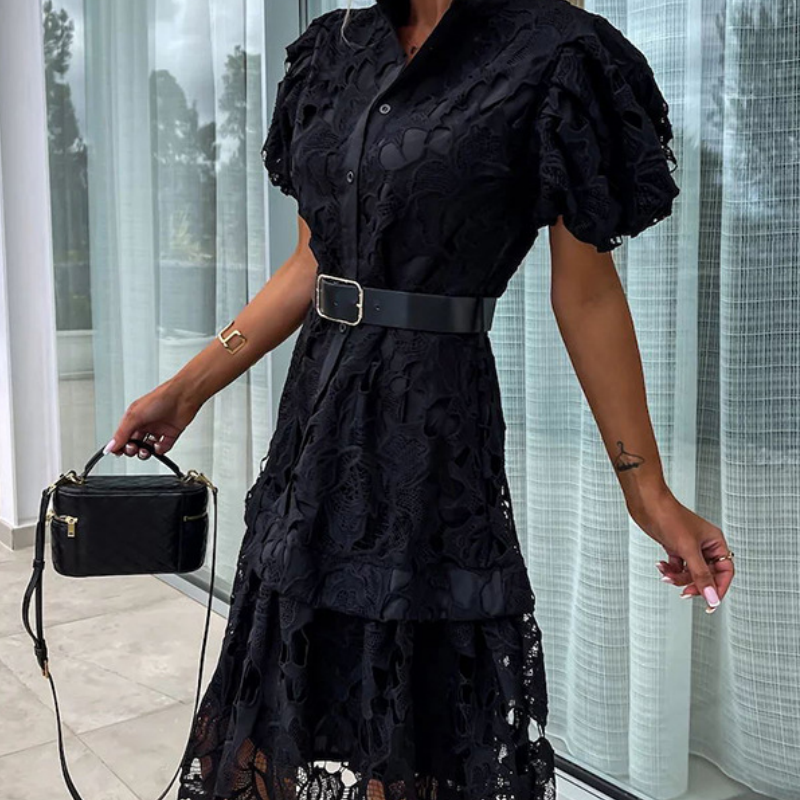 Nikita™ - Women's Retro Hollow Lace Short Sleeve Dress