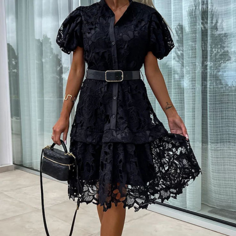 Nikita™ - Women's Retro Hollow Lace Short Sleeve Dress