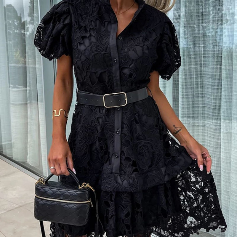 Nikita™ - Women's Retro Hollow Lace Short Sleeve Dress