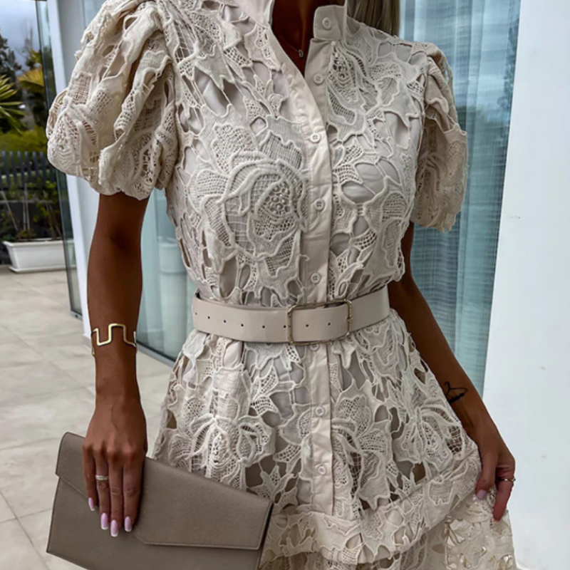 Nikita™ - Women's Retro Hollow Lace Short Sleeve Dress