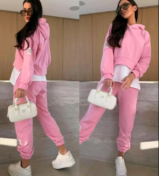Philippine™ - Patchwork Hooded Sweatshirt Set