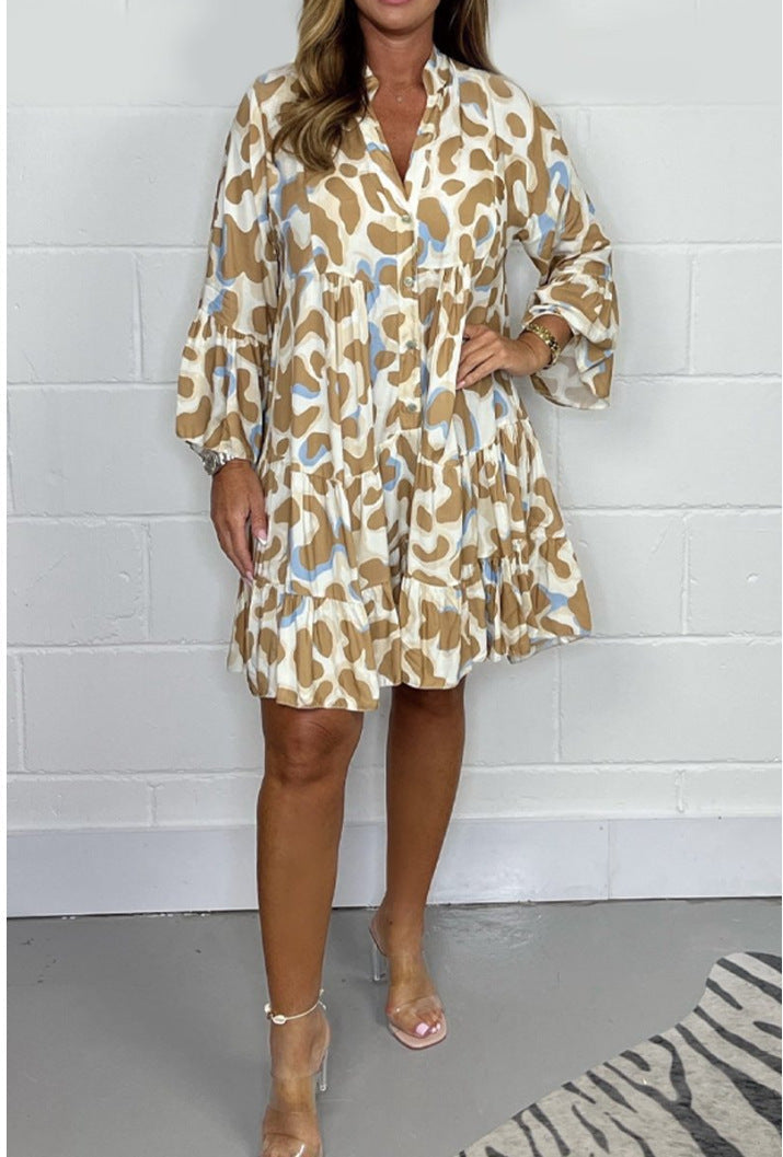 Quentine™ - Casual Fashion Print V-Neck Dress
