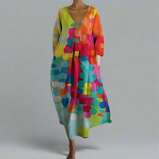 Felicity™ - Colorful V-neck Dress in Premium Fabric 
