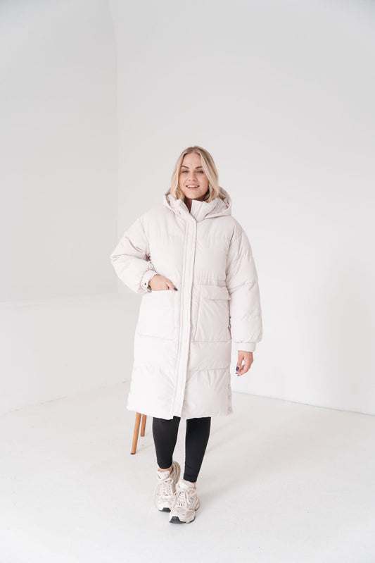 Lonneke™ - Women's Long Down Coat with Hood