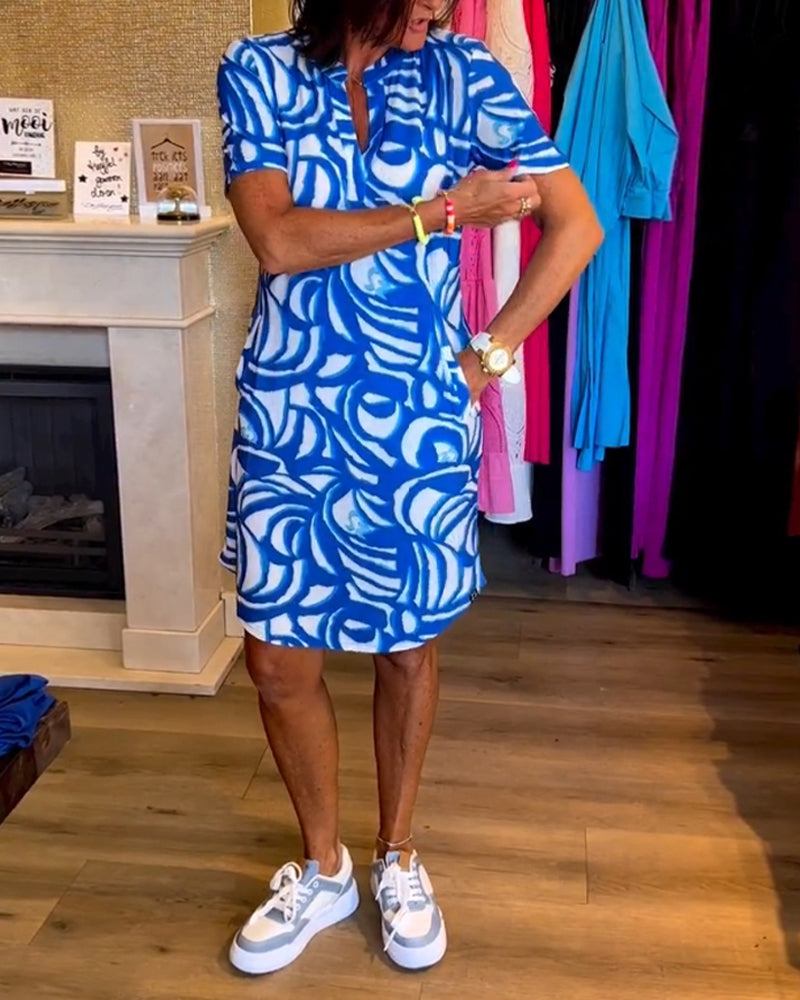 Mira™ - Printed V-Neck Dress 