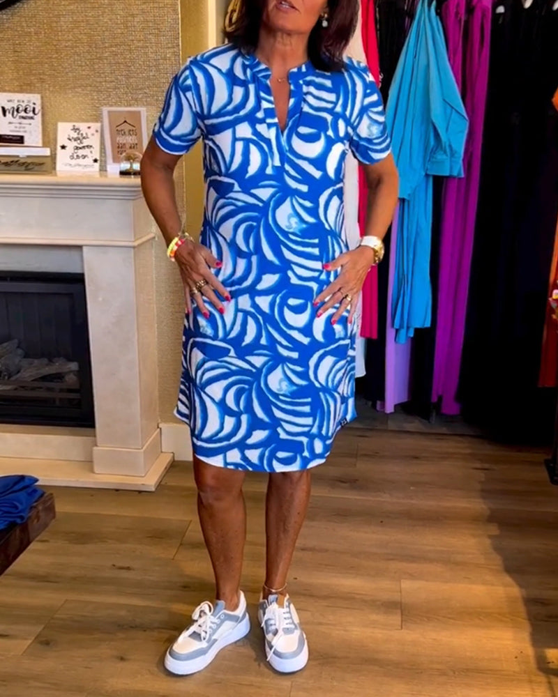 Mira™ - Printed V-Neck Dress 