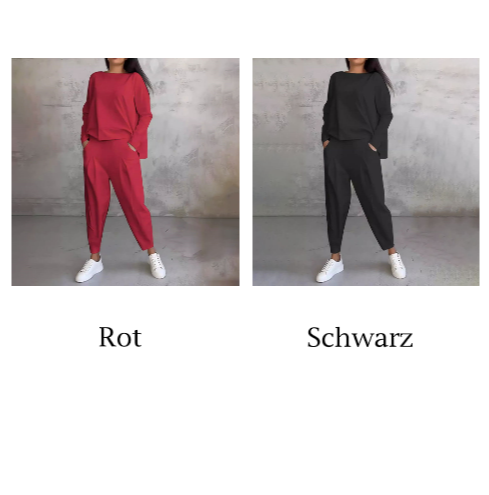 Ophélie™ - Ensemble 2 pièces manches longues, col rond et pantalon