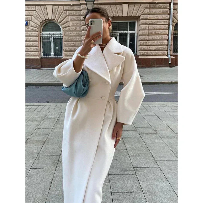Joëlle™ - Vintage Lantern Sleeve Long Coat
