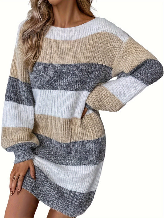 Lucile™ - Elegant and Comfortable Striped Sweater Dress