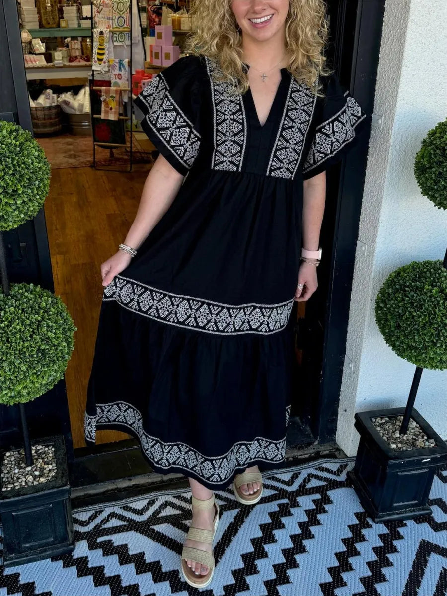 Noéa™ - Bohemian V-Neck Long Dress