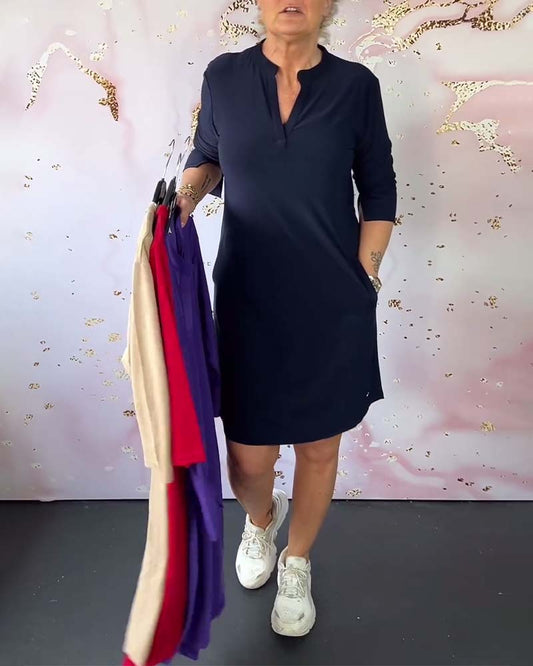 Mélissa™ - Solid V-Neck Dress