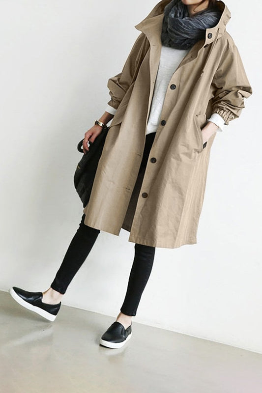Henriette™ - Elegant women's long cardigan with collar and pockets