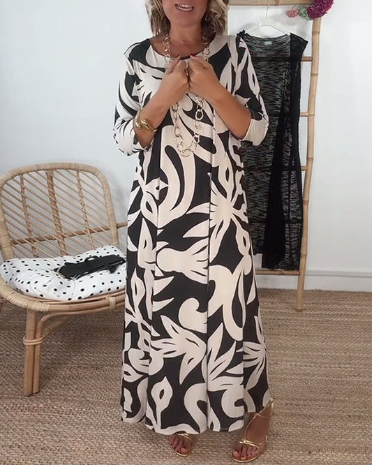 Jewel™ - Long Sleeve Crew Neck Printed Dress