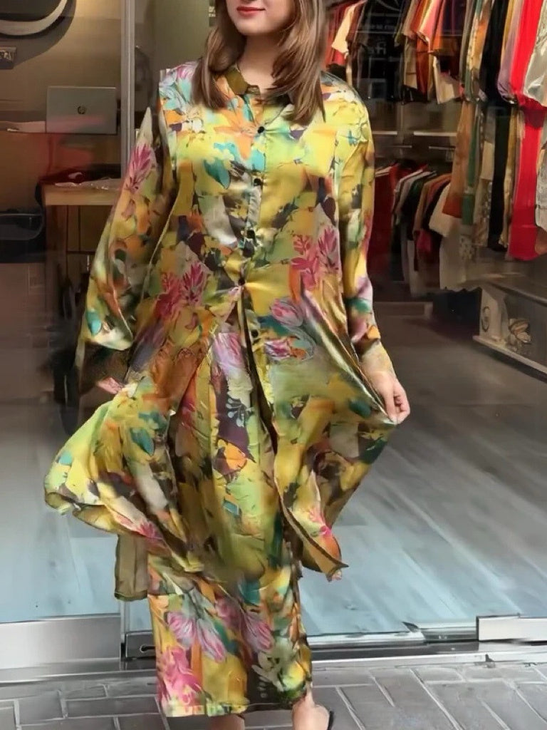 Clarice™ - Women's 2-Piece Flowy Shirt Dress 