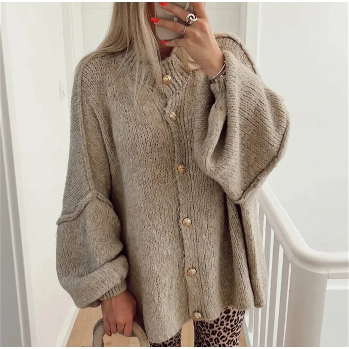Lili™ - Loose Sweater with Metallic Buttons
