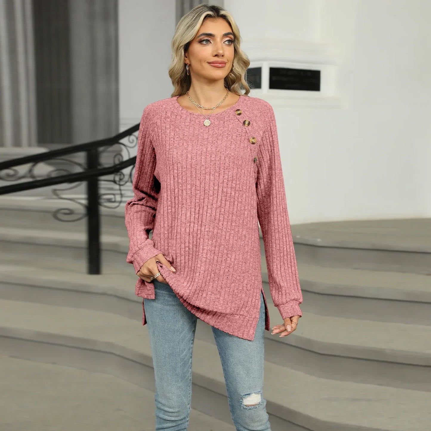 Aline™ - Elegant women's sweater with decorative buttons