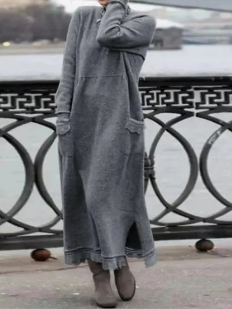 Delphine™ - Casual and warm velvet long dress