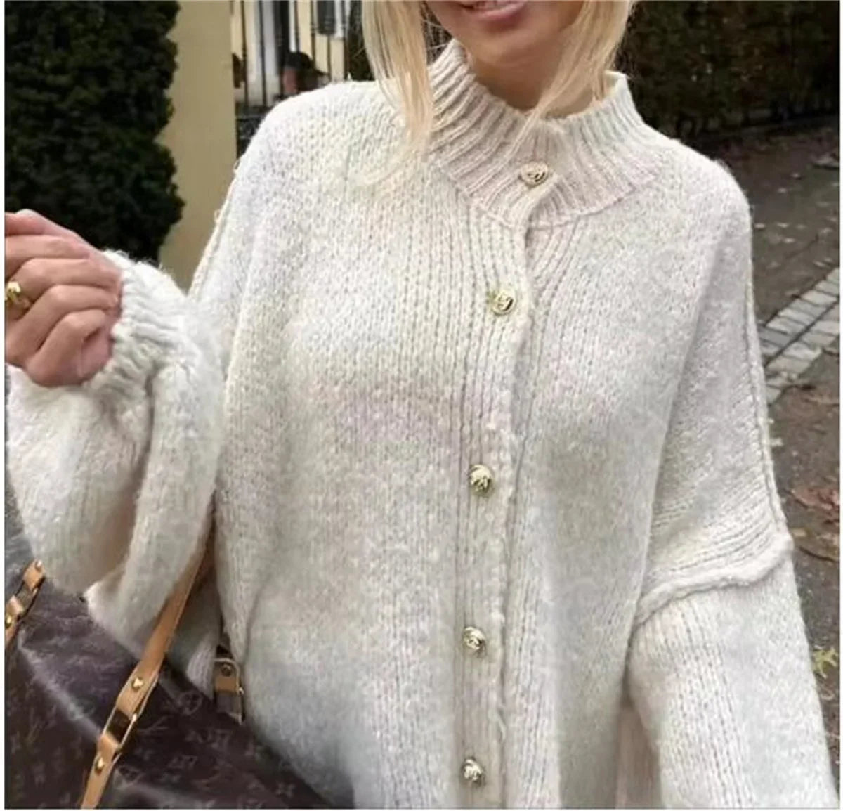 Lili™ - Loose Sweater with Metallic Buttons
