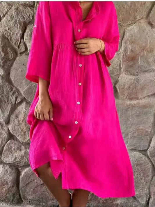 Gertrude™ - Cotton and Linen Shirt Dress