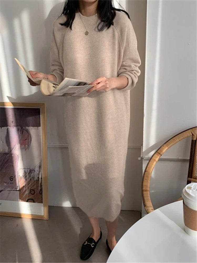 Calixte™ - Women's Casual Crew Neck Knitted Maxi Dress