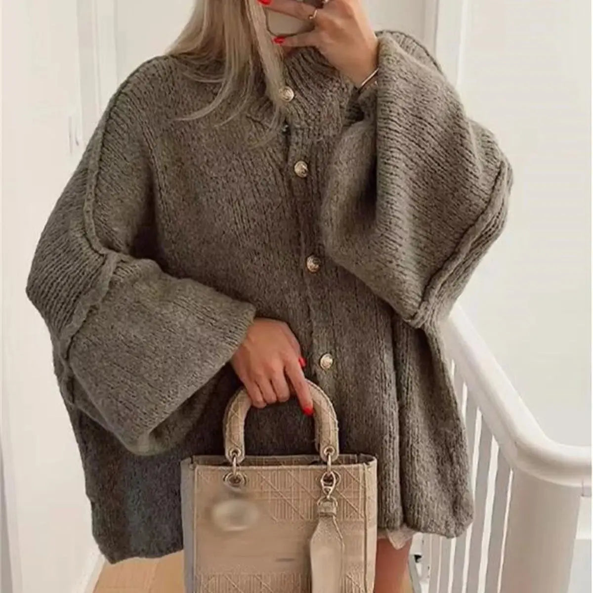 Lili™ - Loose Sweater with Metallic Buttons