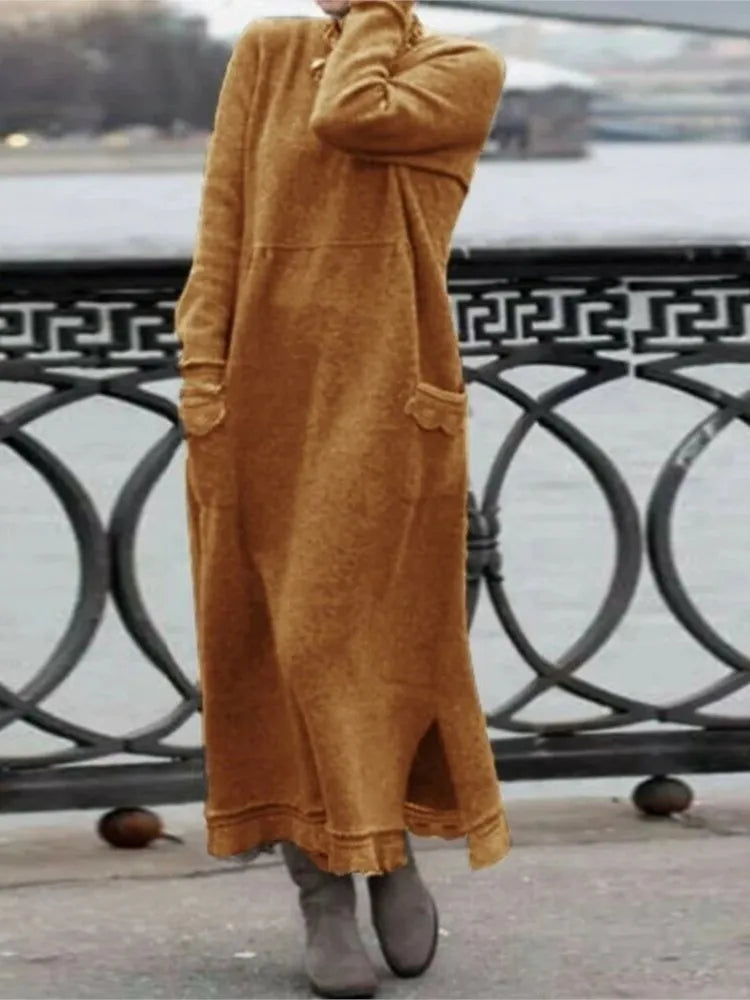 Delphine™ - Casual and warm velvet long dress