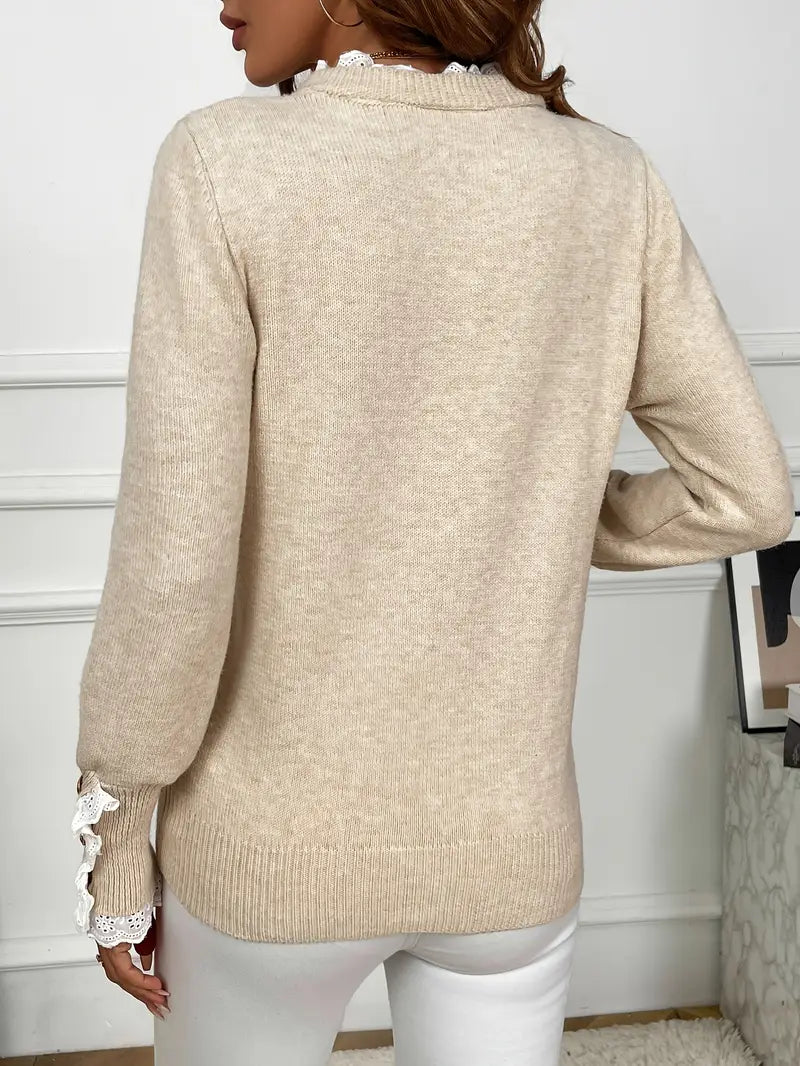 Inaya™ - Elegant knitted sweater with ruffles and buttons