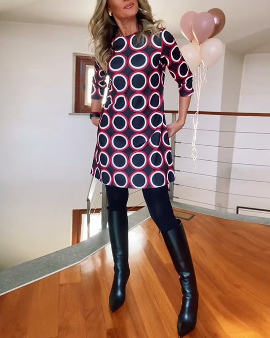 Eugénie™ - Autumn Elegance Printed Dress