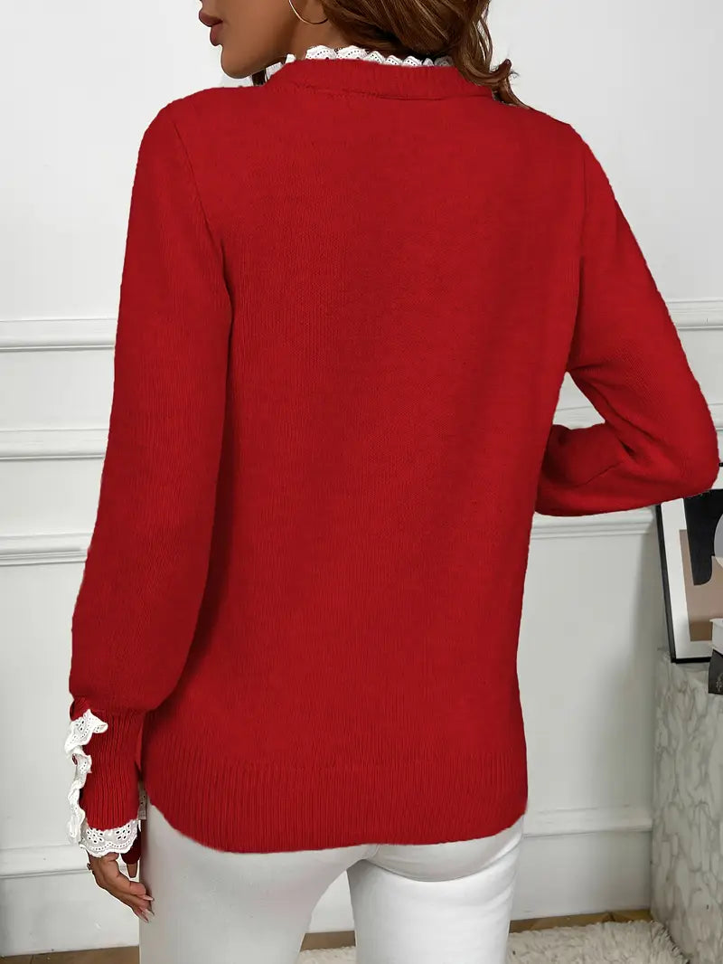 Inaya™ - Elegant knitted sweater with ruffles and buttons