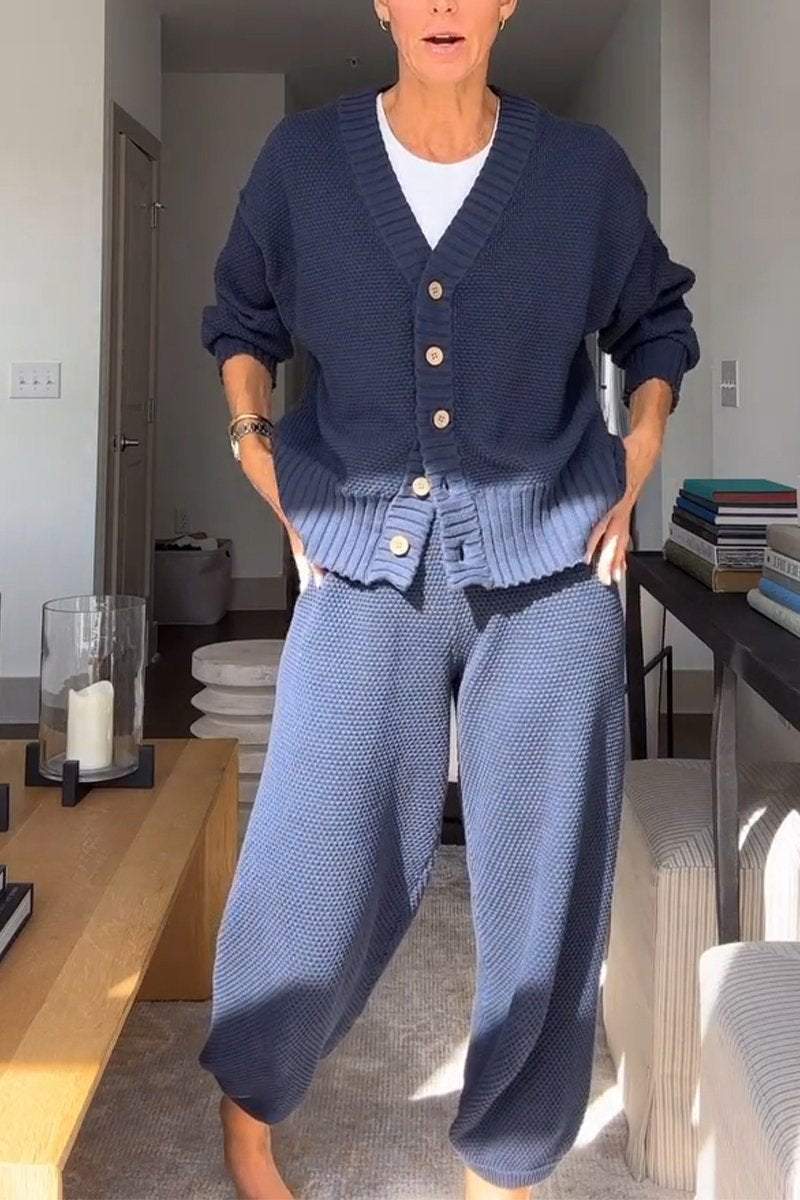 Marielle™ - Women's Casual V-Neck Waffle Texture Set