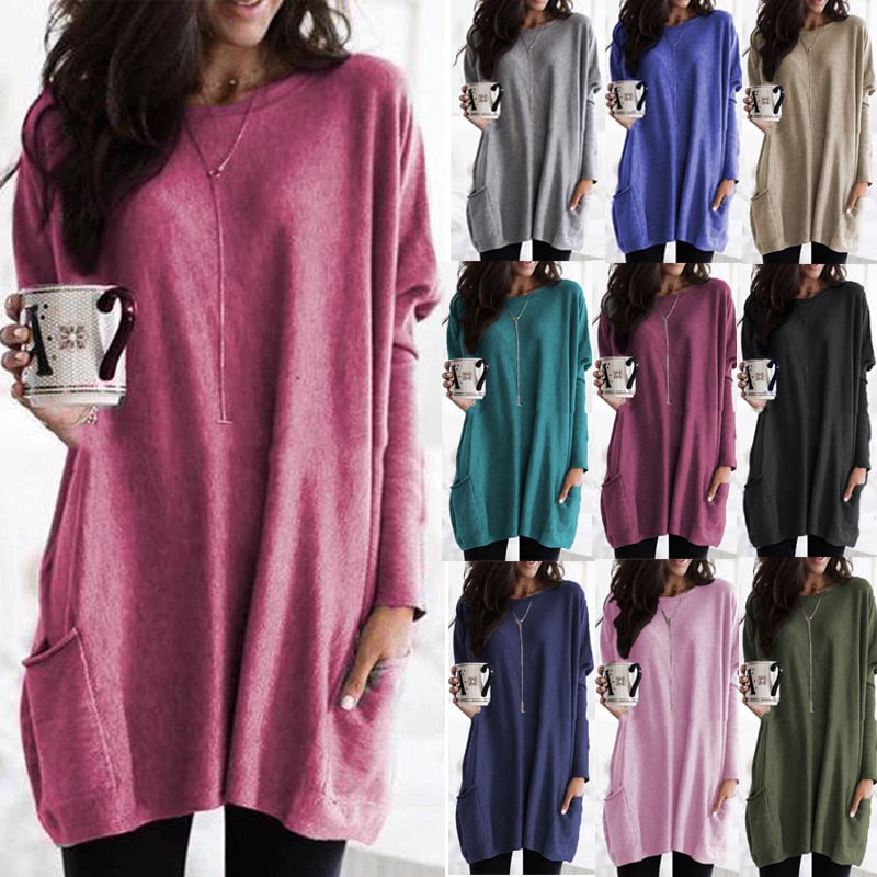Chanel™ - Women's Long Sleeve Tunic Sweater with Pockets