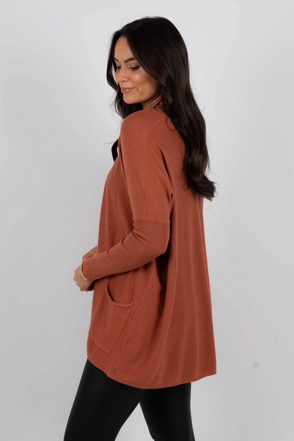 Chanel™ - Women's Long Sleeve Tunic Sweater with Pockets