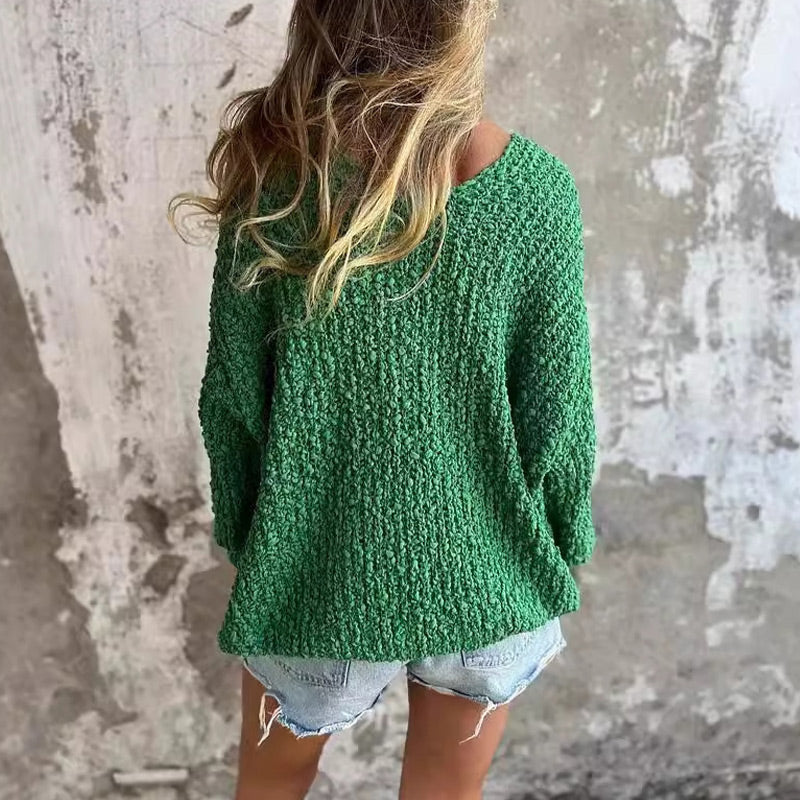 Margo™ - Chic and Comfortable Women's V-Neck Cable Knit Loose Sweater 