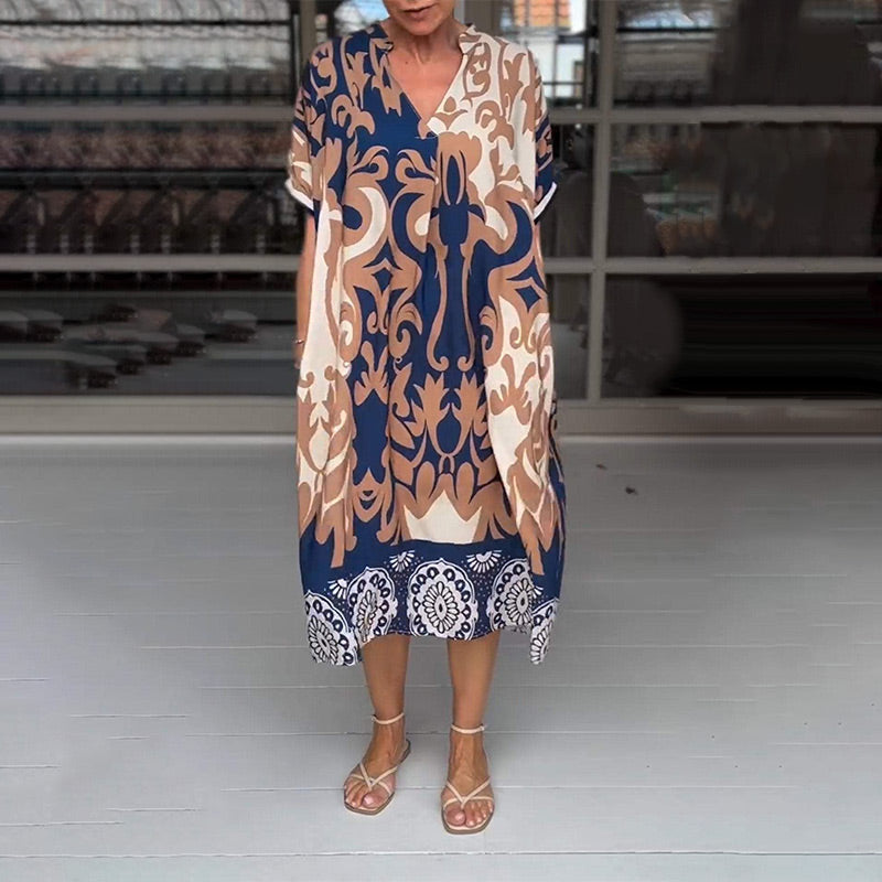 Bente™ - Elegant Printed Loose Midi Dress