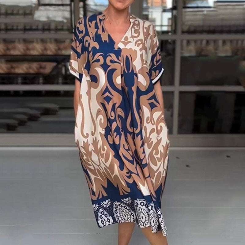 Bente™ - Elegant Printed Loose Midi Dress