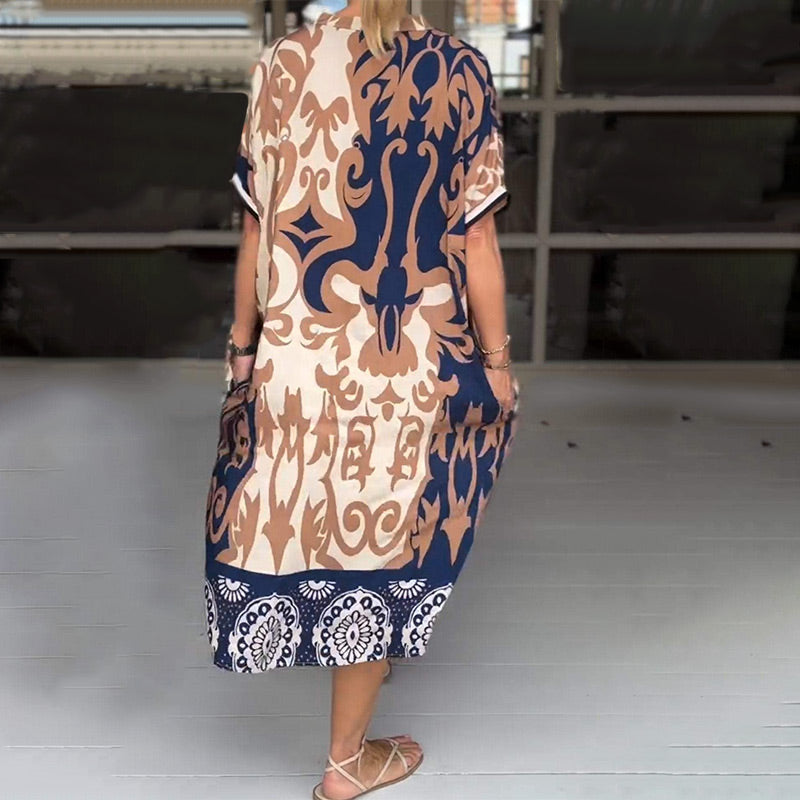 Bente™ - Elegant Printed Loose Midi Dress
